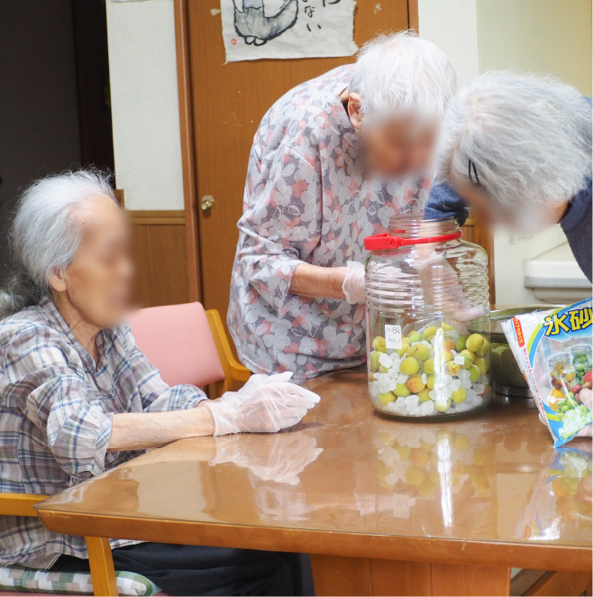 梅を漬けている様子